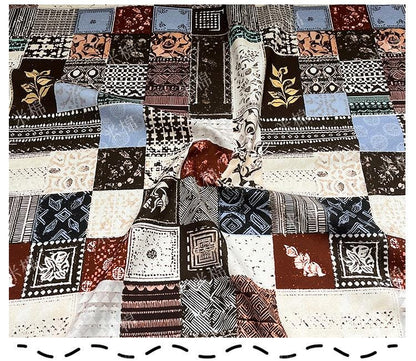 Tissu en coton collage vintage : matériau de quilting d'art rétro (55 po L)