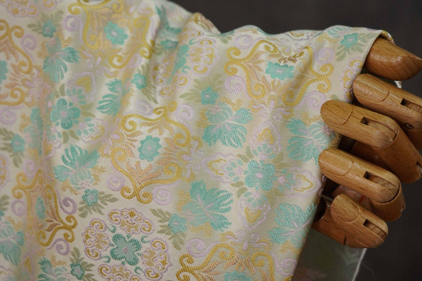 Pomegranate Flower Silk Brocade Fabric: Emperor Tibetan Style, Upholstery & Costume