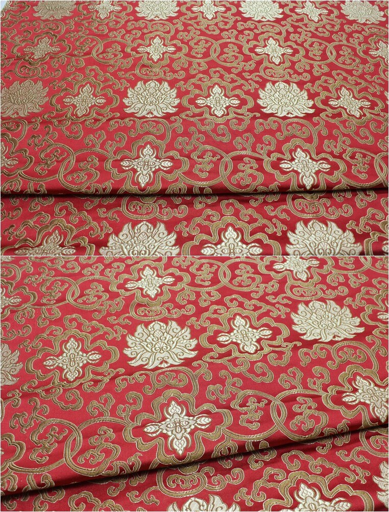 Chinese Medallion Brocade Fabric: Purple, Royal, Turquoise - 29.5" Wide