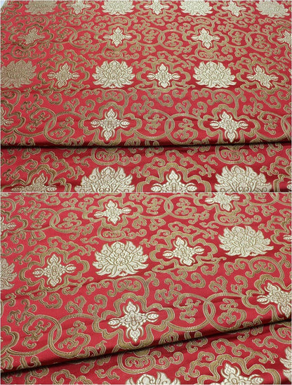 Chinese Medallion Brocade Fabric: Purple, Royal, Turquoise - 29.5" Wide