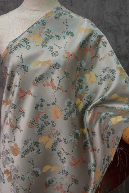 Squirrel Brocade Fabric: 55" Rayon Blend Damask - Tibetan Style
