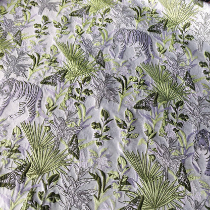 Tissu jacquard tigre : revêtement d’ameublement gaufré de fil doré, 160 cm de large