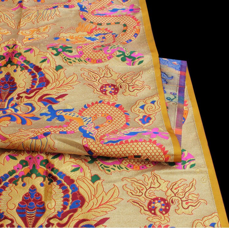 Exotic Dragon Brocade Fabric: Tibetan Thangka Pattern, Costume Sewing Fabric