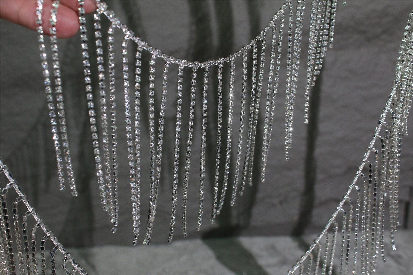 Rhinestone Tassel Chain: Crystal Glitter DIY Wedding Dress Accessory (12cm)