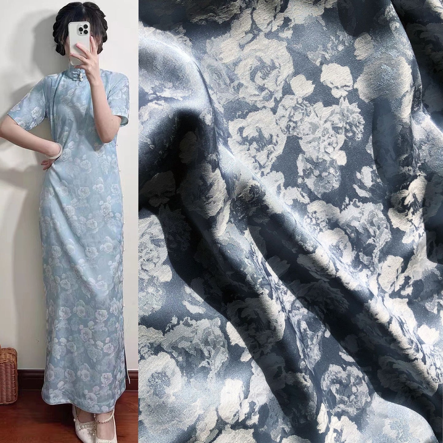 Tissu jacquard rose : mélange coton-rayonne double face (57 po L)