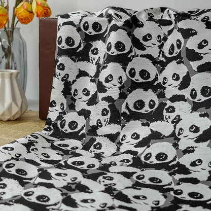 Panda Jacquard Fabric: Black and White Upholstery, Costume, Decor - 59"W