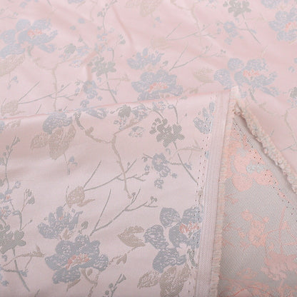 Plum Blossom Brocade Fabric: Light Pink Floral Sewing Material