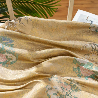 Tissu brocart japonais Nishijin : satin jacquard floral (59 pouces de large)