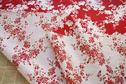Gold Thread Floral Jacquard Fabric: 3D Oil Painting Texture, 55" Wide