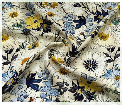Luxury New Chinese Style Floral Cotton Brocade Fabric ��� Digital Print Oriental Textile - By The Met"Wide