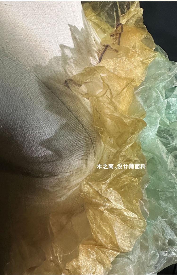 Pleated Crepe Fabric: Amber Hand-Pressed Texture, 57" Wide