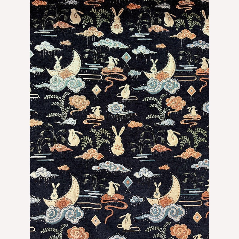 Rabbit Brocade Jacquard Fabric: 57"W Chenille Upholstery, Costume, Decor