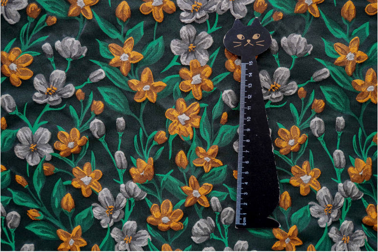 3D Floral Fabric: Yarn-Dyed Rayon Blend, 65" Wide