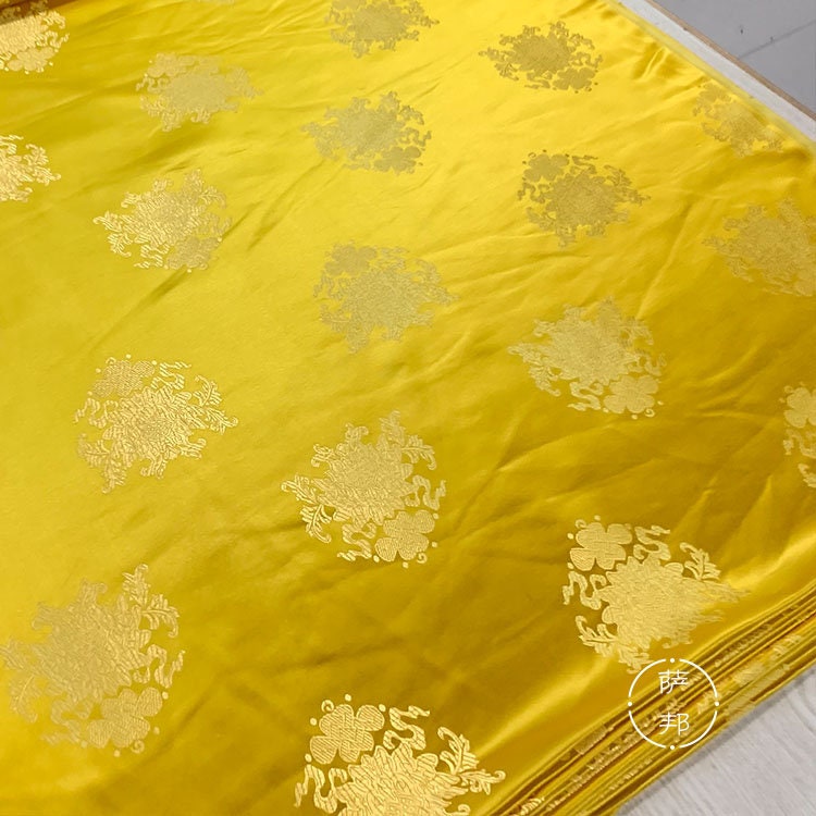 Tissu brocart or brillant vintage : jacquard de soie et rayonne (largeur 75 cm)