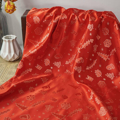 Red Christmas Jacquard Fabric with Gold Thread (59"W)