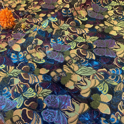 Butterfly Jacquard Fabric: 3D Embossed Yarn-Dyed Material, 57" Wide