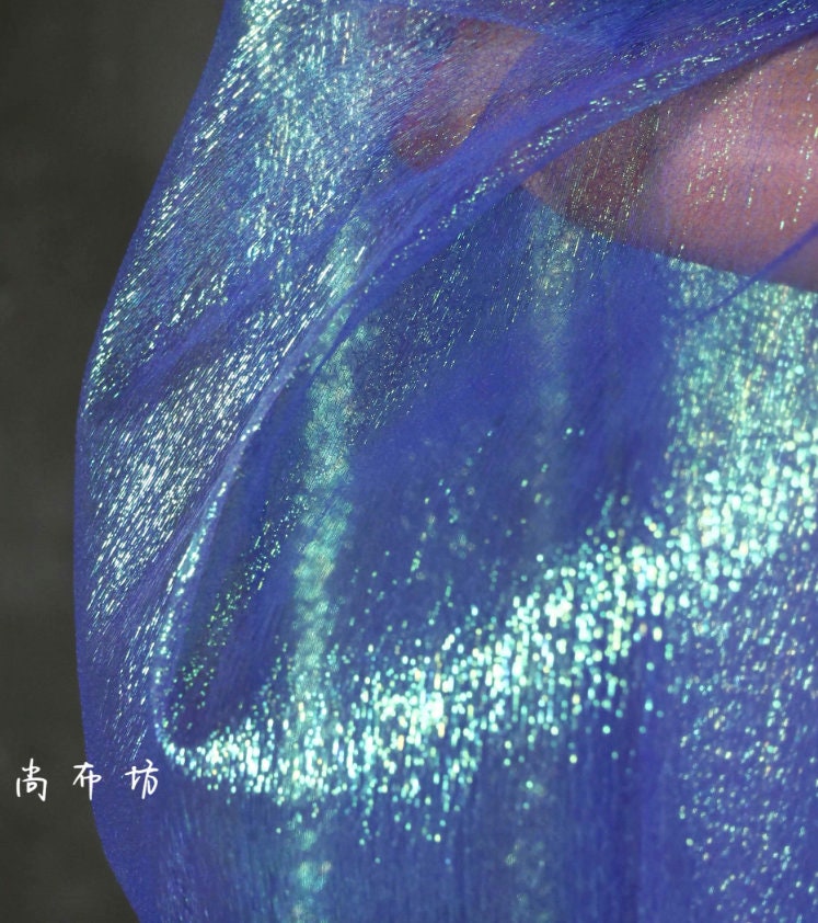 Tissu en maille plissée bleu vif, cosplay, mariage, voile, bricolage