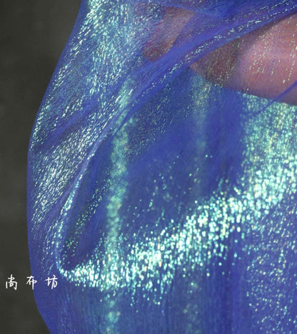 Tissu en maille plissée bleu vif, cosplay, mariage, voile, bricolage