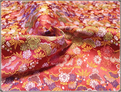 Tissu brocart de soie japonais Nishijin : Jacquard floral (au mètre)