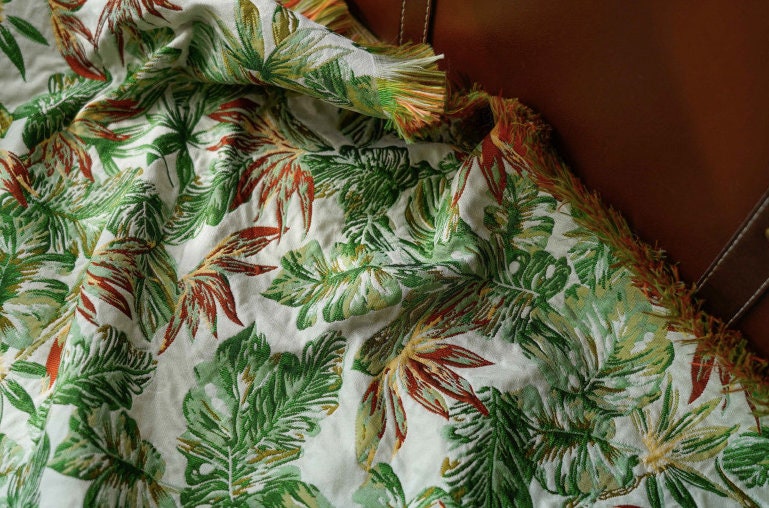 Green Forest Jacquard Fabric: Rayon Polyester Blend, 59" Wide