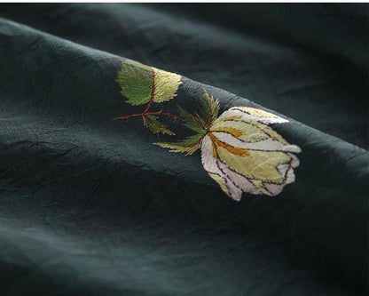 Tissu Tencel Ramie : Tissu à coudre imprimé roses, largeur 150 cm