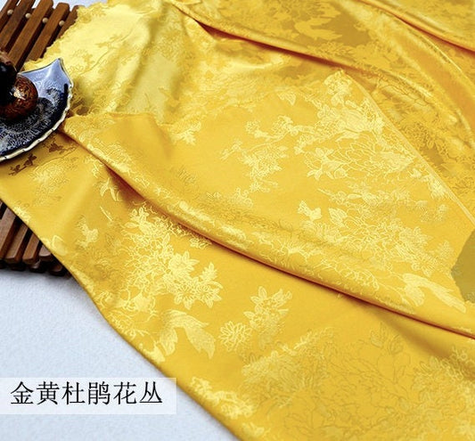 Jacquard Satin Fabric: 59" Rhododendron Antique Cosplay Costume Material