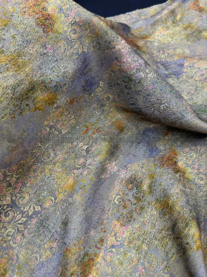 Oriental Silk Brocade Fabric: Gold Print Textile for Cheongsam, 55"Wide