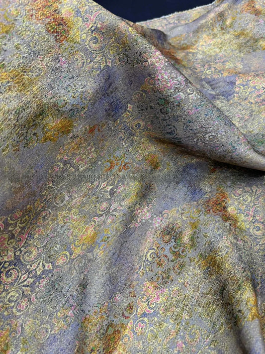 Oriental Silk Brocade Fabric: Gold Print Textile for Cheongsam, 55"Wide