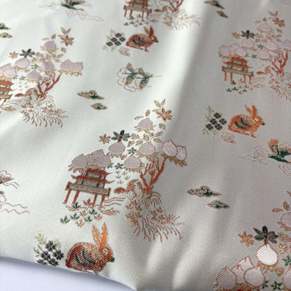 Rabbit Jacquard Satin Fabric: Moon Palace Brocade, 57"W