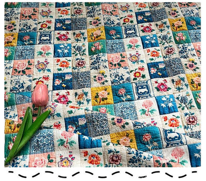 Floral Print Cotton Fabric: Quilting, Patchwork Material (55" Wide)