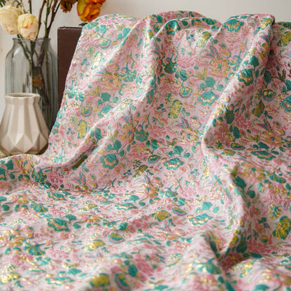Gold Thread Floral Jacquard Fabric: 56" Wide, Upholstery & Costume