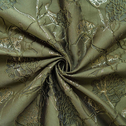 Gold Thread Jacquard Fabric: 3D Floral Upholstery, Costume & Decor