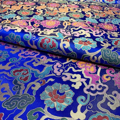 Lotus Flower Brocade Fabric: Chinese Cheongsam Style, 27.5"W