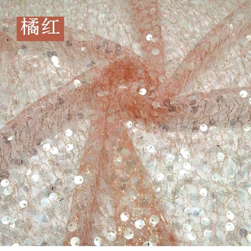 Gradient Sequin Lace Fabric: Colorful Beaded Symphony, 49"W