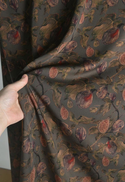 Fig Print Cotton Fabric: 55"W Upholstery Drapery Sewing
