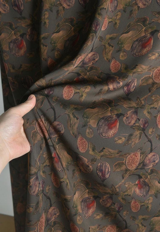 Fig Print Cotton Fabric: 55"W Upholstery Drapery Sewing