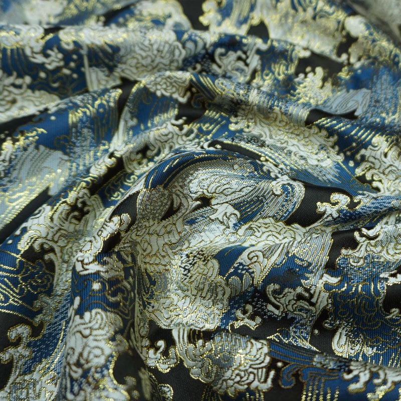 Ocean Waves Silk Rayon Brocade Fabric: Dressmaking Material (29.5/59"W)