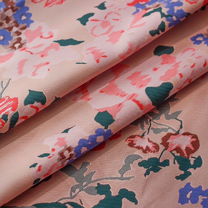 Morning Glory Jacquard Fabric: Pink Japanese Style Floral, 57" Wide - Poppylollipop