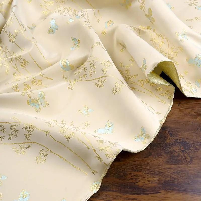 Butterfly Bamboo Brocade Fabric: 59"W Tibetan Style Drapery