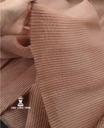 Pleated Crepe Fabric: 59" Wide Polyester Texture for Gowns & Events