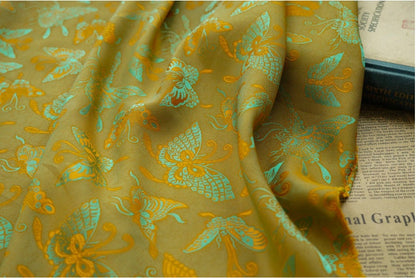Butterfly Jacquard Rayon Fabric: Tea Silk Satin (By The Meter)