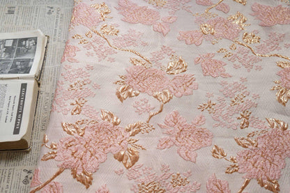 Gold Embossed Palace Jacquard Fabric: Damask Upholstery, Costume, Decor
