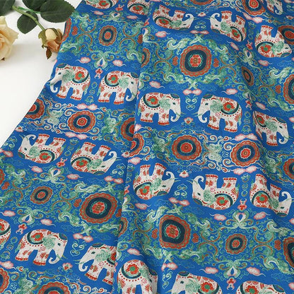 Ancient Painting Tea Silk Satin Fabric: 59"W Digital Print Upholstery