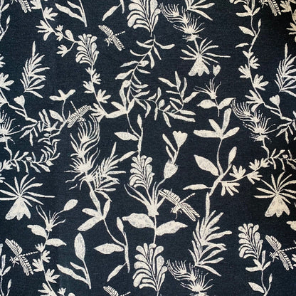 Black & White Lurex Jacquard Fabric: 3D Embossed Plant Pattern, 58" Wide