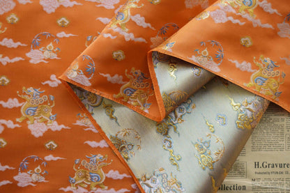 Gold Thread Brocade Fabric: Mongolian Tibetan Style, 60"W, By The Meter