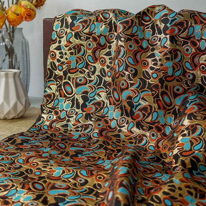 Gold Embossed Jacquard Fabric: Vintage Cashew Floral Design, 59" Wide