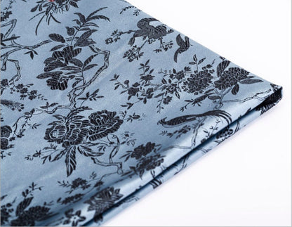 Red Brocade Fabric: Bird Peony Jacquard, Cheongsam Sewing Material (29.5" W)