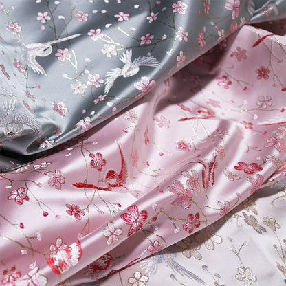 Bird Jacquard Brocade Fabric: 57"W Silk Rayon Damask