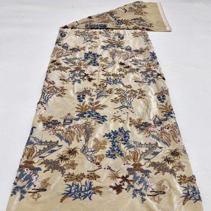 Beaded Sequin Embroidery Fabric with Velvet Base ��� DIY Dressmaking, Gowns, Costum"Wide