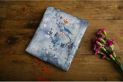 Floral Ramie Fabric: Birds and Flowers Print, 55" Wide, Sewing & Upholstery